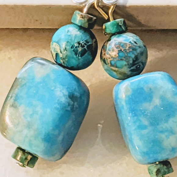 Hand Crafted Jewelry - Handmade earrings with jasper stones and silver